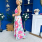 Lindsey Plunge Neck Maxi Dress Floral White