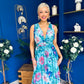 Lindsey Plunge Neck Maxi Dress Floral Blue