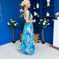 Lindsey Plunge Neck Maxi Dress Floral Blue