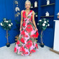 Lindsey Plunge Neck Maxi Dress Floral Pink