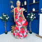 Lindsey Plunge Neck Maxi Dress Floral Pink