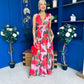 Lindsey Plunge Neck Maxi Dress Floral Pink