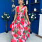 Lindsey Plunge Neck Maxi Dress Floral Pink