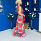 Lindsey Plunge Neck Maxi Dress Floral Pink