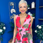 Lindsey Plunge Neck Maxi Dress Floral Pink