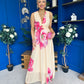 Lindsey Plunge Neck Maxi Dress Floral Yellow