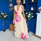 Lindsey Plunge Neck Maxi Dress Floral Yellow