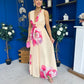Lindsey Plunge Neck Maxi Dress Floral Yellow