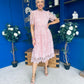 Kimmy Crochet Occasion Midi Dress Blush