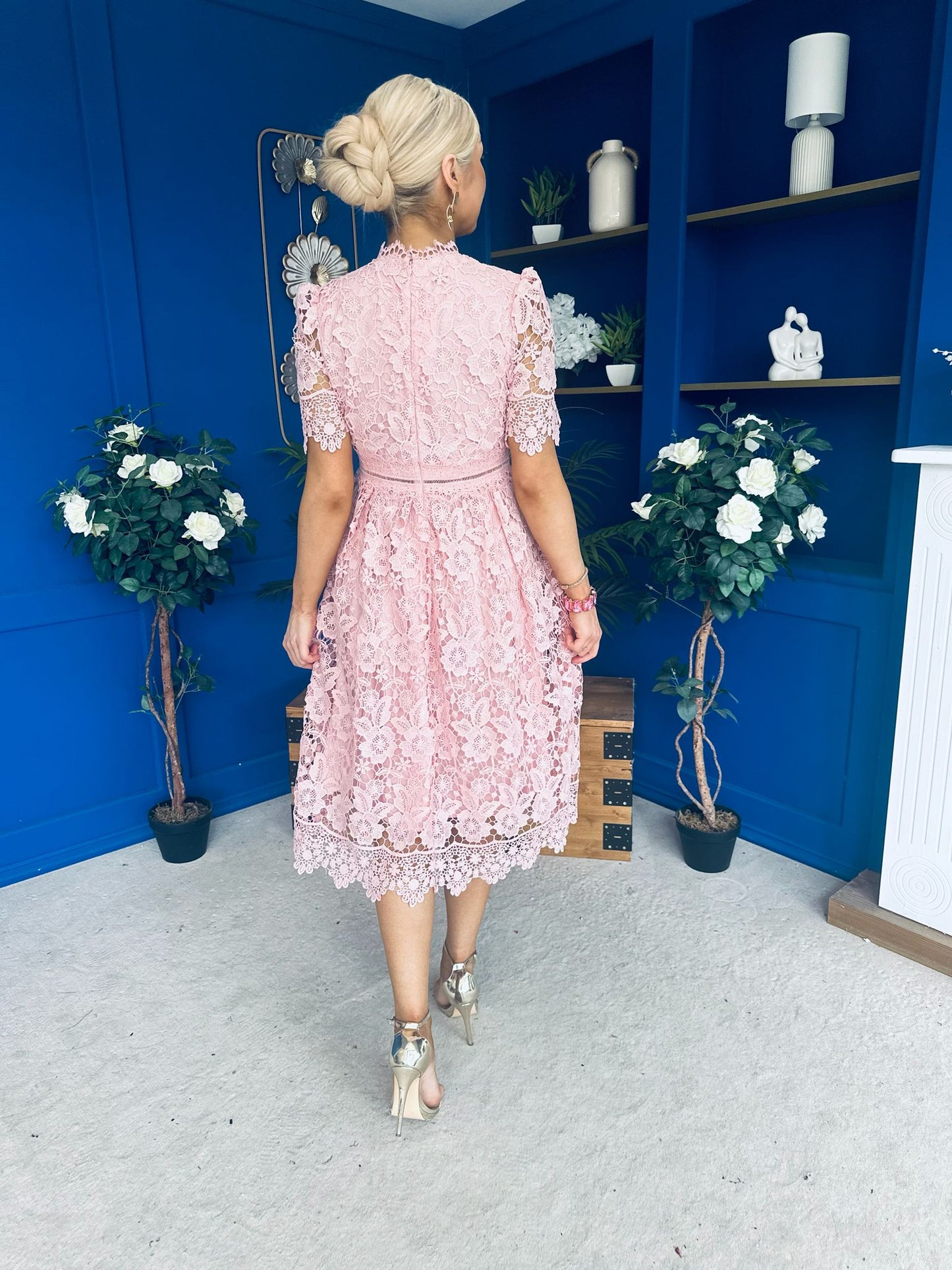 Kimmy Crochet Occasion Midi Dress Blush