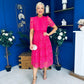Kimmy Crochet Occasion Midi Dress Fuchsia