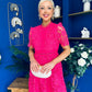 Kimmy Crochet Occasion Midi Dress Fuchsia