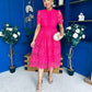 Kimmy Crochet Occasion Midi Dress Fuchsia