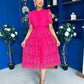 Kimmy Crochet Occasion Midi Dress Fuchsia