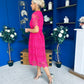 Kimmy Crochet Occasion Midi Dress Fuchsia