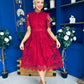Kimmy Crochet Occasion Midi Dress Ruby