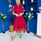 Kimmy Crochet Occasion Midi Dress Ruby