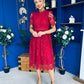 Kimmy Crochet Occasion Midi Dress Ruby