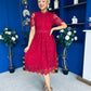 Kimmy Crochet Occasion Midi Dress Ruby
