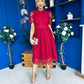 Kimmy Crochet Occasion Midi Dress Ruby