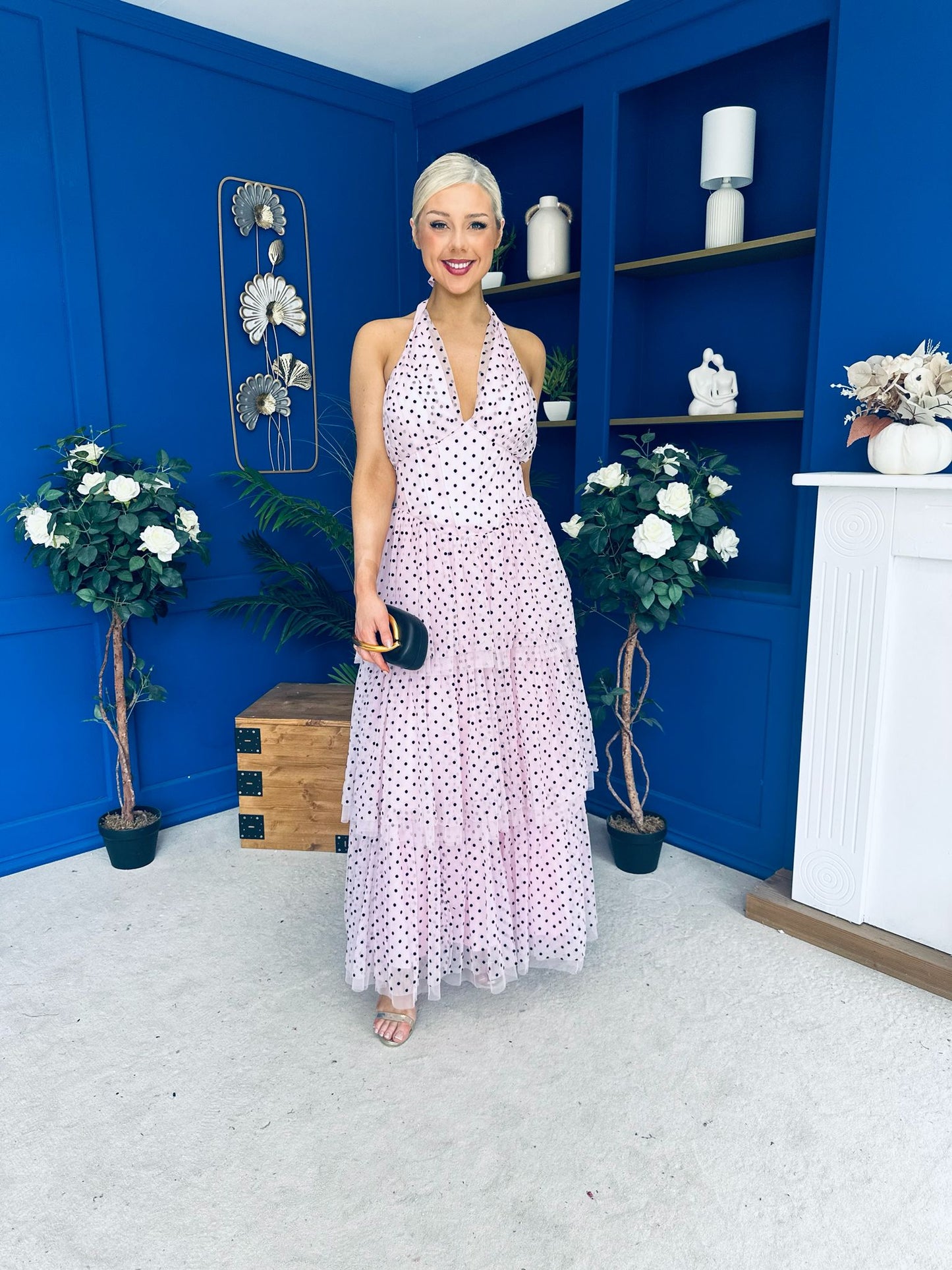 Melinda Layered Occasion Dress Polka Pink