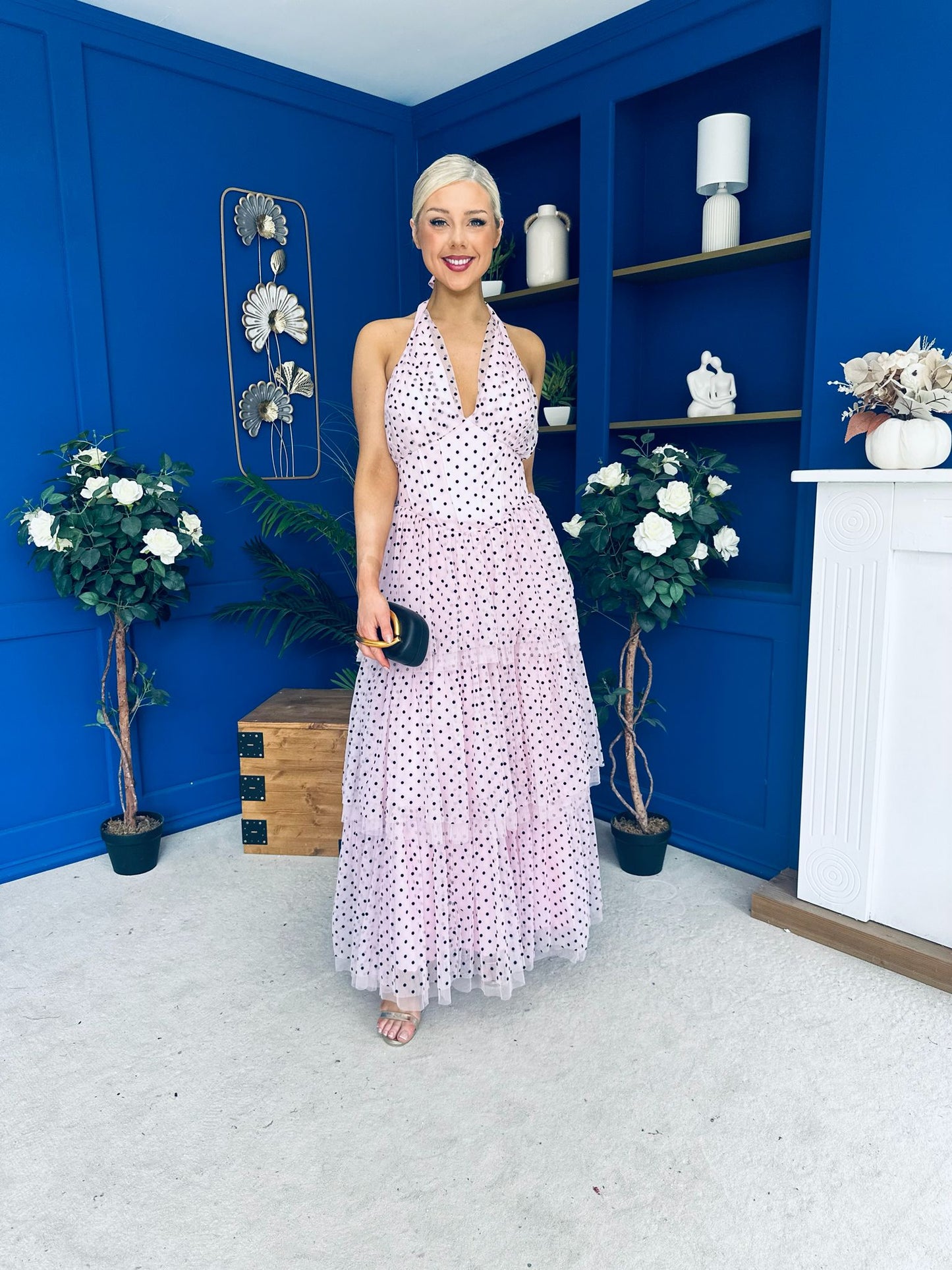 Melinda Layered Occasion Dress Polka Pink