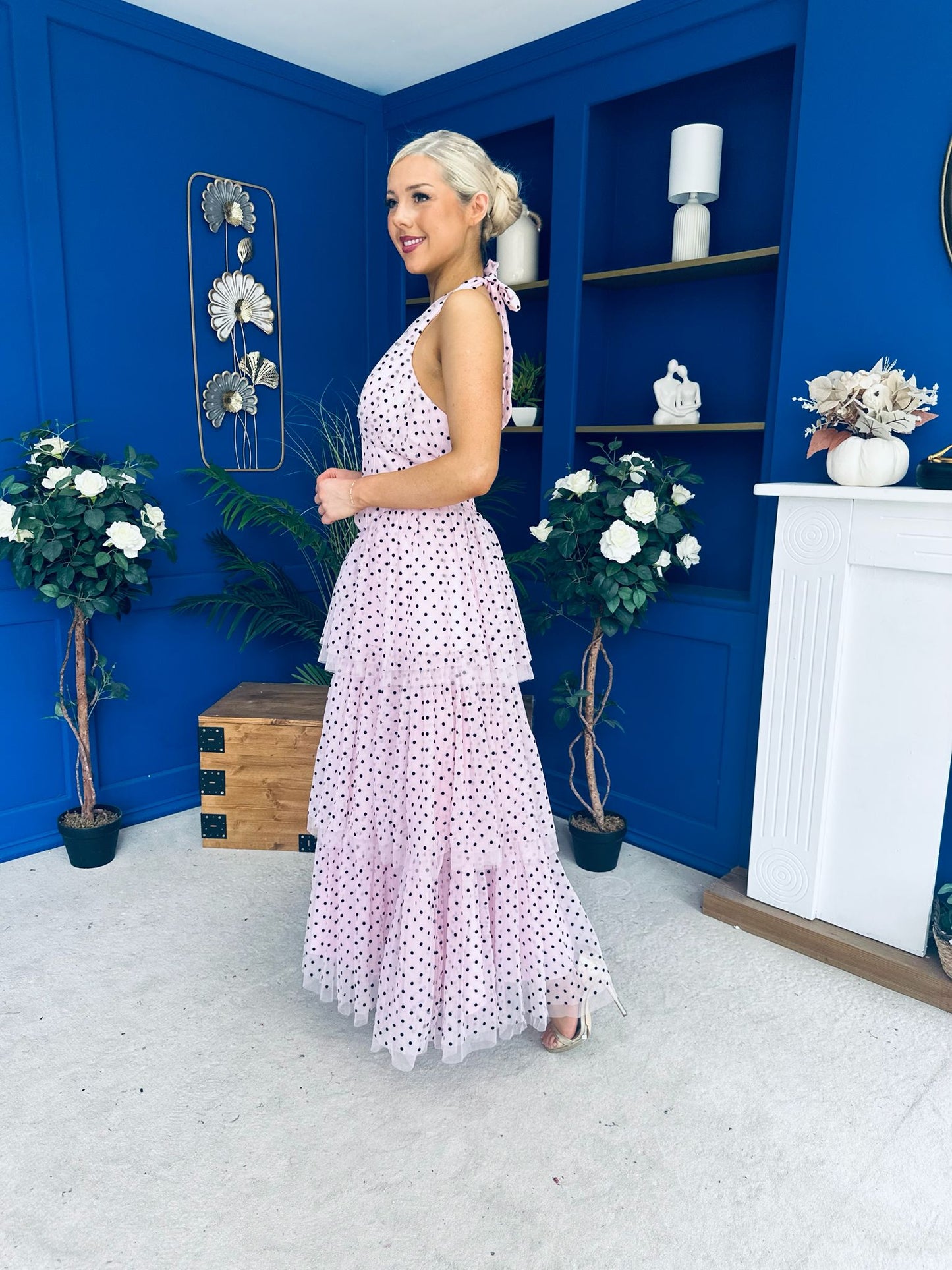 Melinda Layered Occasion Dress Polka Pink