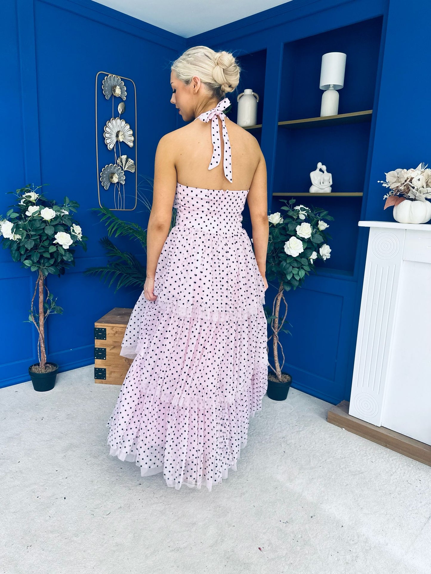 Melinda Layered Occasion Dress Polka Pink