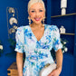 Glenda Banded Midi Dress Floral Blue
