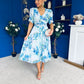 Glenda Banded Midi Dress Floral Blue