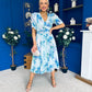 Glenda Banded Midi Dress Floral Blue