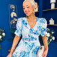 Glenda Banded Midi Dress Floral Blue