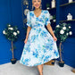 Glenda Banded Midi Dress Floral Blue
