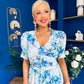 Glenda Banded Midi Dress Floral Blue