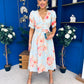 Glenda Banded Midi Dress Floral Pastel