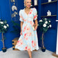 Glenda Banded Midi Dress Floral Pastel