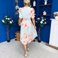 Glenda Banded Midi Dress Floral Pastel