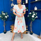 Glenda Banded Midi Dress Floral Pastel