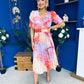 Glenda Banded Midi Dress Marble Coral