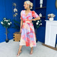 Glenda Banded Midi Dress Marble Coral