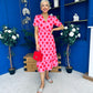 Suzanne Detailed Midi Dress Polka Pink