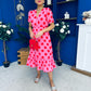 Suzanne Detailed Midi Dress Polka Pink