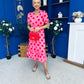 Suzanne Detailed Midi Dress Polka Pink