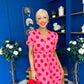 Suzanne Detailed Midi Dress Polka Pink