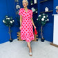 Suzanne Detailed Midi Dress Polka Pink
