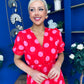 Suzanne Detailed Midi Dress Polka Coral