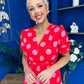 Suzanne Detailed Midi Dress Polka Coral