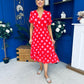 Suzanne Detailed Midi Dress Polka Coral