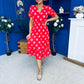 Suzanne Detailed Midi Dress Polka Coral