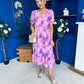 Suzanne Detailed Midi Dress Floral Purple
